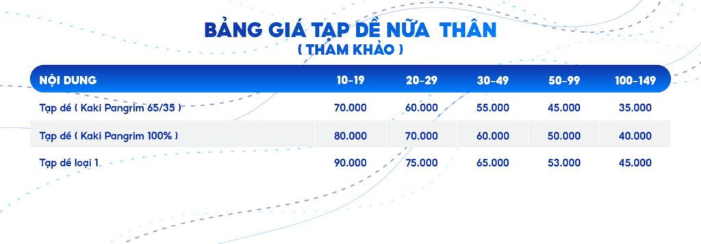 Bảng giá đồng phục doanh nghiệp tạp dề nửa thân