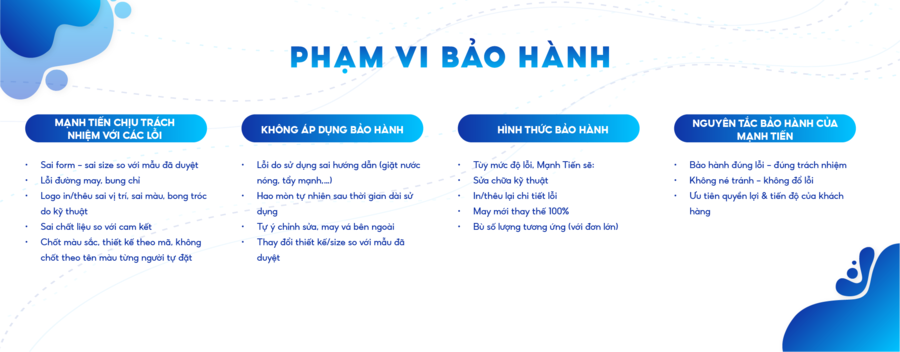 Phạm vi bảo hành của đồng phục mạnh tiến
