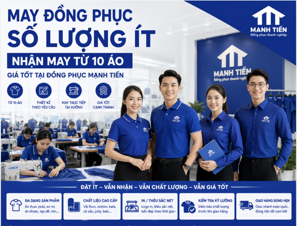 May Đồng Phục Số Lượng Ít – Nhận May Từ 10 Áo, Giá Tốt Tại Đồng Phục Mạnh Tiến