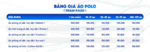 Bảng giá đồng phục doanh nghiệp áo polo