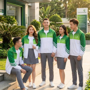 Đồng Phục Áo Khoác Ngân Hàng Lót Lưới In Chuyển Nhiệt Nửa Thân Trên